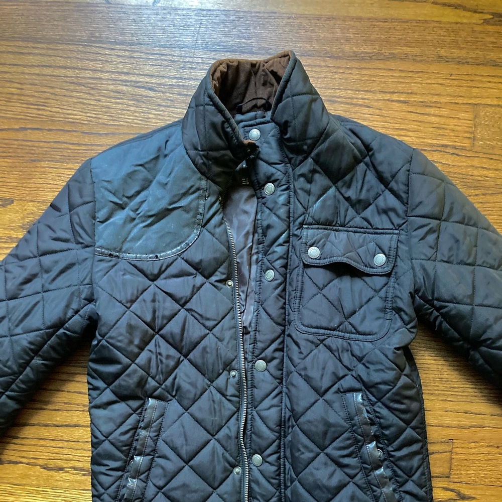 Zara Men’s quilted pattern jacket (Small, Black)